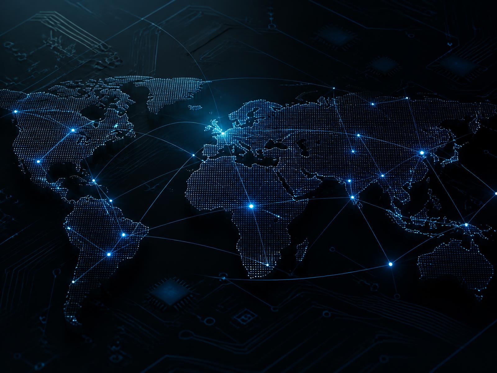 Abstract visualisation of international technology supply connections